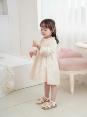 Váy tay dài chấm bi nhún ngực
