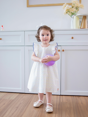 Váy trắng sát nách cánh tiên thô hạt sắc màu