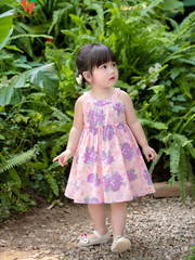 Váy cổ yếm bông tím