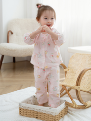 Bộ dài xô tre thỏ xám nền hồng