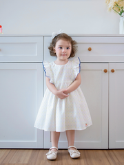 Váy trắng sát nách cánh tiên thô hạt sắc màu