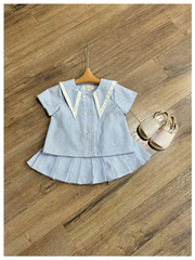 Set kẻ xanh cổ PP
