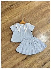 Set kẻ xanh cổ PP