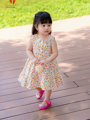 Váy sát nách cánh tiên cổ vuông gấu nơ