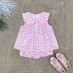 Bộ cộc hoa nhí kẻ caro hồng