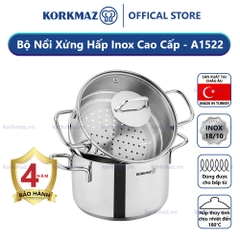 Bộ nồi xửng hấp inox 18/10 Korkmaz Perla 24cm-A1522