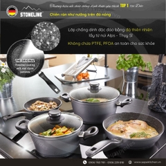 Bộ 2 chảo chống dính phủ đá thiên nhiên Stoneline Premium (20cm, 28cm)