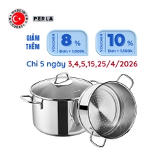 Bộ nồi xửng hấp inox cao cấp Korkmaz Perla - Ø20cm - A1521