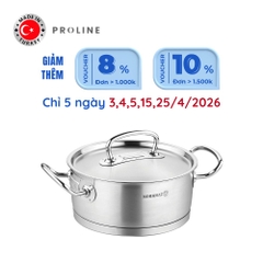 Nồi nấu bếp từ inox cao cấp Korkmaz Proline 2.8 lít thân thấp - Ø20x9cm - A1169