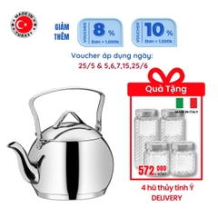 Ấm inox cao cấp Korkmaz Tombik 3.5 lít - Ø17x20cm - A094 - Tặng 4 hũ thủy tinh Delivery