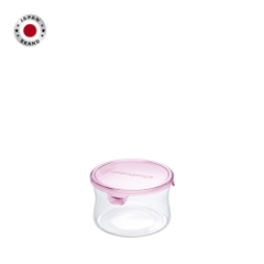 Hộp thủy tinh tròn chịu nhiệt, nắp hồng Iwaki 490ml