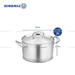 Nồi nấu bếp từ inox cao cấp Korkmaz Proline 2 lít - Ø16x10cm  - A1160