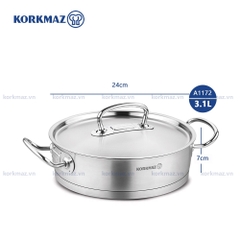 Nồi lẩu inox nấu bếp từ cao cấp Korkmaz Proline 3.1 lít thân thấp - Ø24x7cm - A1172