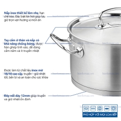 Nồi lẩu inox nấu bếp từ cao cấp Korkmaz Proline 3.1 lít thân thấp - Ø24x7cm - A1172
