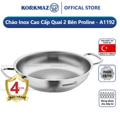 Chảo inox cao cấp 2 quai Korkmax Proline 24cm - A1192