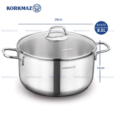 Nồi nấu bếp từ inox cao cấp Korkmaz Perla 8.5 lít - Ø28x14cm - A1572