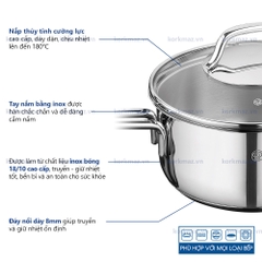 Nồi quánh nấu bếp từ inox cao cấp Korkmaz Perla 1.6 lít - Ø16x8cm - A1648