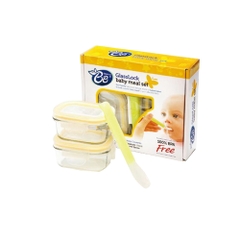 Bộ 2 hộp thủy tinh, 1 muỗng baby GlassLock 150ml