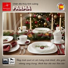 Bộ chén đĩa thủy tinh vuông Parma 12 món
