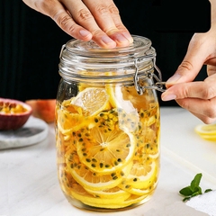 Hũ thủy tinh tròn nắp cài inox 1L - SAPATA