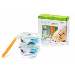 Bộ 2 hộp thủy tinh, 1 muỗng baby GlassLock 150ml