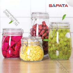 Combo 2 hũ thủy tinh tròn nắp cài inox 1L - SAPATA