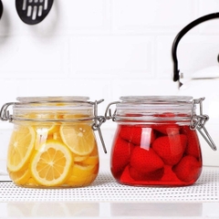 Hũ thủy tinh tròn nắp cài inox 0.5L - SAPATA