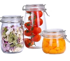 Hũ thủy tinh tròn nắp cài inox 0.75L - SAPATA