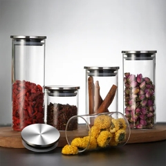 Hũ thủy tinh tròn nắp inox hít kín hơi 2L - SAPATA