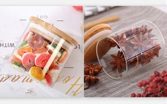 Hũ thủy tinh tròn nắp tre hít kín hơi 1L - SAPATA