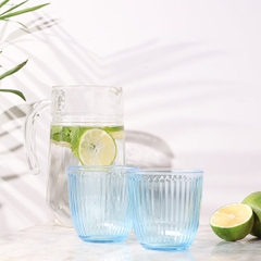 Combo 6 ly thủy tinh sọc Line 29cl màu xanh