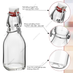 Chai thủy tinh vuông nắp cài kín hơi Swing 125ml