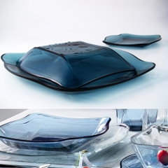 Đĩa thủy tinh vuông Nettuno Blue 28 cm màu xanh