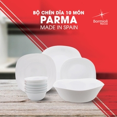 Bộ chén đĩa thủy tinh vuông Parma 10 món
