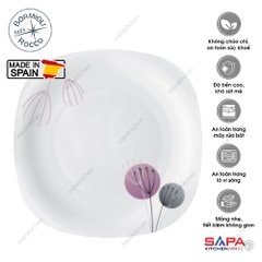 Đĩa thủy tinh vuông lớn Parma Geoflwers Purple 31 cm