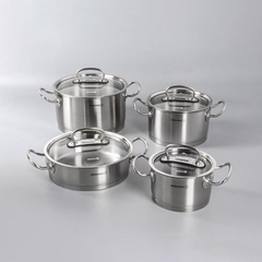 Bộ nồi bếp từ inox 4 món cao cấp Korkmaz Proline nắp kính 2L, 4L, 6.3L, 3.1L - A1147