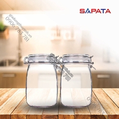 Combo 2 hũ thủy tinh tròn nắp cài inox 1L - SAPATA