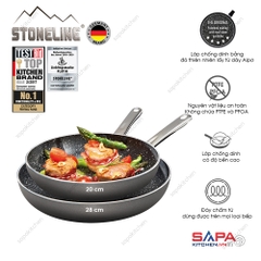 Bộ 2 chảo chống dính phủ đá thiên nhiên Stoneline Premium (20cm, 28cm)