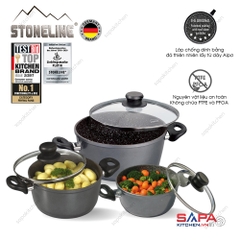 Nồi chống dính phủ đá thiên nhiên Stoneline 18cm có nắp