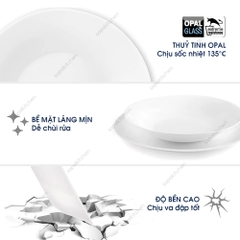 Đĩa thủy tinh tròn lớn White moon 27 cm