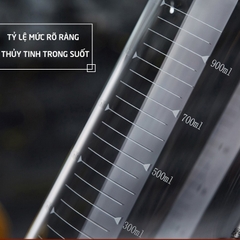 Ca lường, ly đong thủy tinh có quai 500ml nắp tre - SAPATA