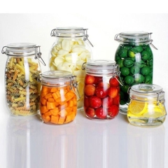 Hũ thủy tinh tròn nắp cài inox 1L - SAPATA