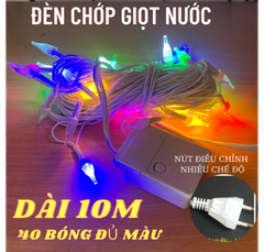 Dây đèn chớp giọt nước 10M ( 40 Bóng ) Sáng nhiều màu