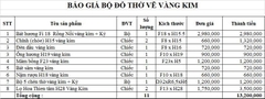 SET Đồ Thờ Cho Ban Thờ 1,53m Bát Hương Đắp Nổi Gốm Chu Đậu Vẽ Vàng