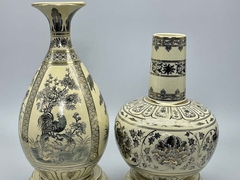 Bình Âm Dương S3 Gốm Chu Đạu Vẽ Vàng Kim