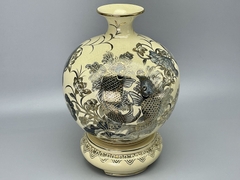 Bình Hút Lộc Cá Chép Hoa Sen H30 Gốm Chu Đậu Vẽ Vàng 24K RG-000579