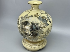 Bình Hút Lộc Cá Chép Hoa Sen H30 Gốm Chu Đậu Vẽ Vàng 24K RG-000579