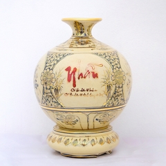 Bình Hút Lộc Tứ Cảnh Chữ Nhẫn H25 Gốm Chu Đậu Vẽ Vàng 24K RG-000560