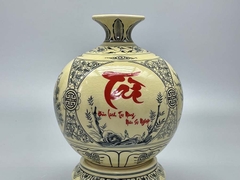 Bình Hút Lộc Tứ Cảnh Chữ Tài H25 Gốm Chu Đậu Truyền Thống