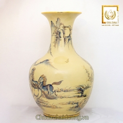 Bình Phú Quý Mã Đáo Thành Công H65 Gốm Chu Đậu Vẽ Vàng 24K RG-000569